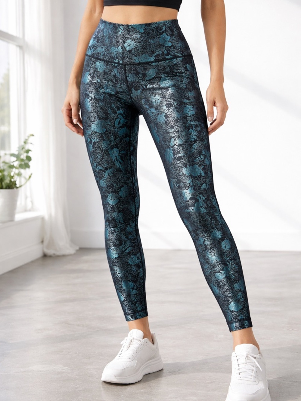 Lululemon Wunder Under 25” Shine Floral Foil Leggings Sz 6 NWT